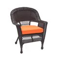 Jeco Jeco W00201-4-C-FS016-CS Espresso Wicker Chair with Orange Cushion - Set of 4 W00201_4-C-FS016-CS